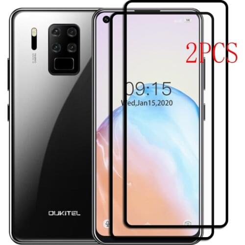 2PCS For Oukitel C18 Pro Screen Protector Case Full Glue Tempered Glass Protective Cover On C18Pro