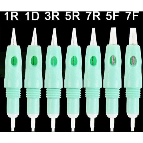 50 pcs Green Screw Cartridge Tattoo Needle Disposable Sterilized Microblading For Permanent Makeup tattoo Eyebrow Lips Eyeliner