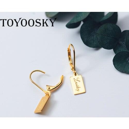 TOYOOSKY 925 Sterling Silver Lucky Letter Earrings for Women Simple Ear Piercing Ear Clip Bohemia Bijoux Brincos