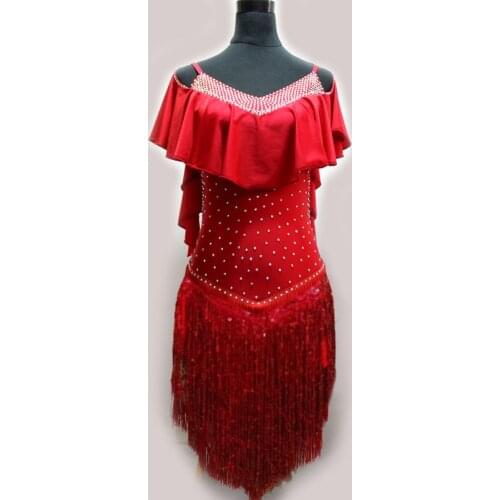 New style Latin dance costume sexy senior spandex tassel latin dance dress for women latin dance competition dresses S-4XL