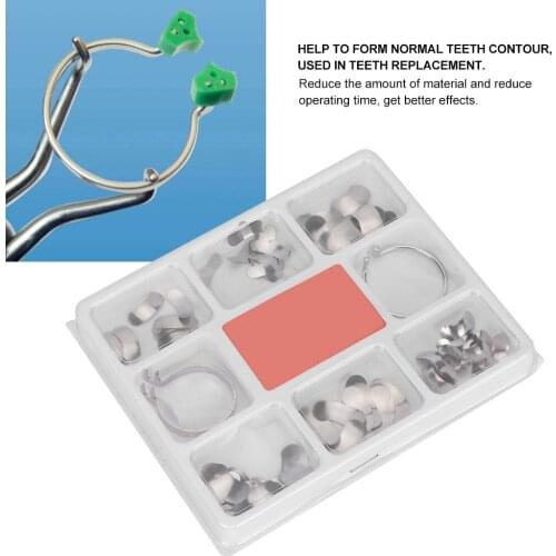 1 Box Dental Metal Sectional Mold Teeth Filling Full Kit Teeth Replacement Accessories Box Metal Matrices Plier Matrix Material