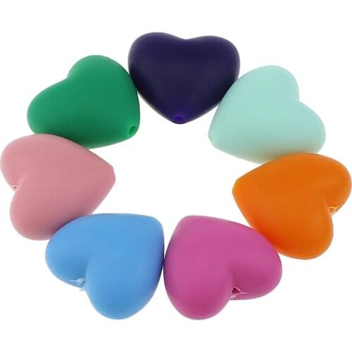 100pcs/lot Food Grade Heart Shape Silicone Teeth Beads DIY bpa free silicone Teethers beads for baby Bracelets Babies Chewing