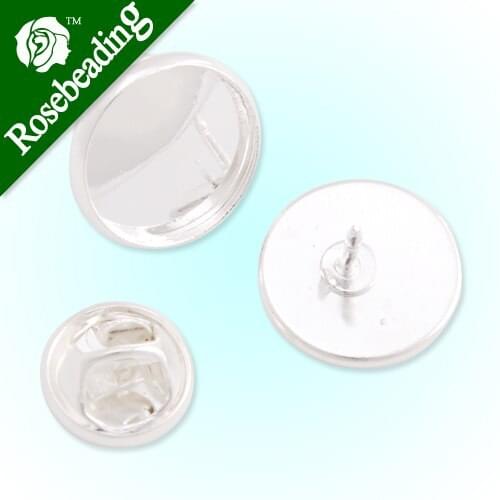 14mm Silver Plated Copper Cameo Brooch back,Tie Tac Clutch with 14mm Round Bezel Cup,Cameo Brooch back,sold 50pcs per pkg