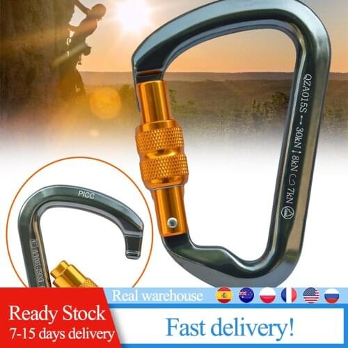 30KN Screw Door Lock Carabiner D Type Ring Hook Outdoor Downhill Climbing Equipment Safety Hook Camping Equipment