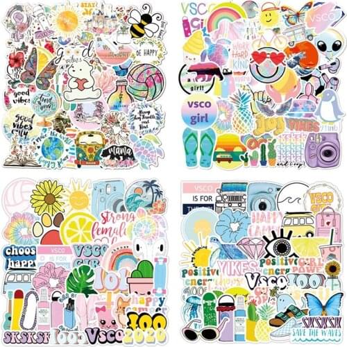 50pcs Vsco Girl Stickers Pack Anime Cool Cute Animal Sticker For Laptop Skateboard Phone Case Car Motorcycle Suitcase Stickers
