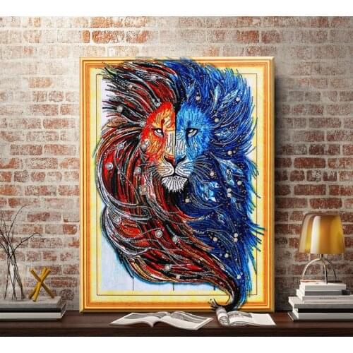 Diamond Painting Home Decoration Shaped Diamond Mosaic Drill Artwork Color Lion Tiger Innocent King Paste Drill Painting