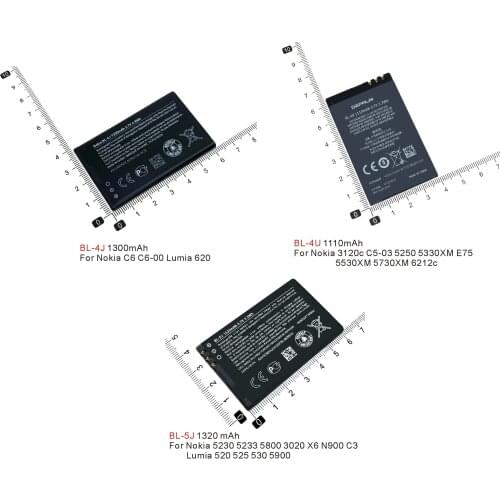 Phone Battery BL-4U BL-4J BL-5J For Nokia C6 C6-00 620 C5-03 5250 5330 E75 5530 5730XM 6212 E66 5230 5800 BL 4U 4J BL5J Battery