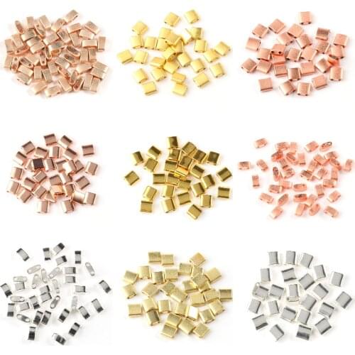 Two Holes Gold Plated Hematite Beads Natural Stone Beads Matte Colour Mineral Square Spacer Beads For Jewelry Making Gift DIY