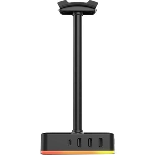 Top Deals RGB Gaming Headphone Stand With 3 USB 5V 2A Ports PD 18W Charger 3 Outlets 1200W Power Strip For PC Accessories-US Plu