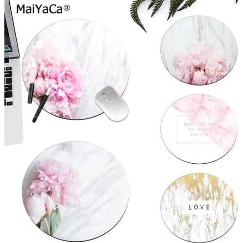 Maiyaca White Marble Stone with Peony Flower Natural Rubber Gaming mousepad Desk Mat Laptop PC Mice Pad Mat gaming Mousepad