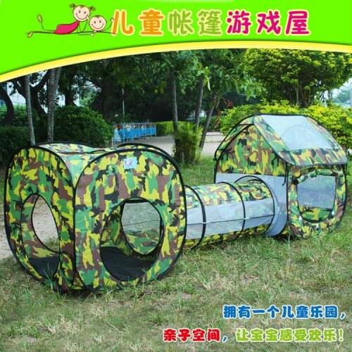 Camouflage Outdoor Children 's Toy Tents with Tunnel Three-in-one baby Game House Kids Educational Sports Toy Quality