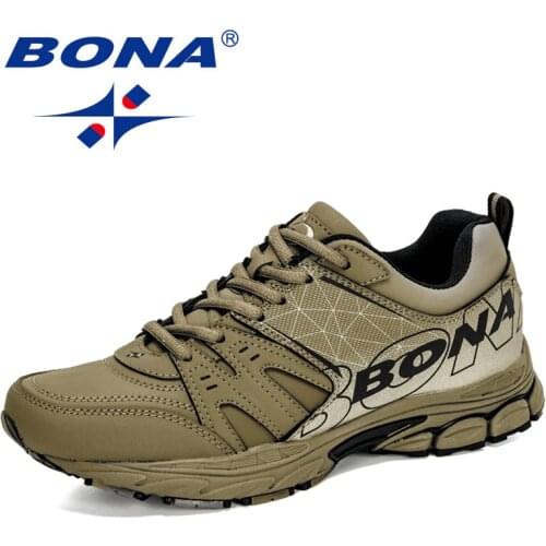 BONA 2020 New Designers Action Leather Mens Running Shoes Man Sneakers Spring Autumn Sport Shoes Men Trainer Krasovki Footwear