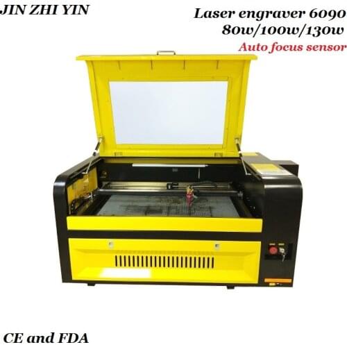 Laser cutting machine 6090 auto focus sensor 80w/100w/130w laser engraving machine with ruida 6442s controller