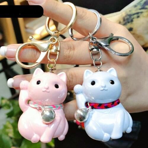 Cute Zhaocai Cat Keychain Creative Personality Acrylic Cat Bag Key Chain Bag Pendant