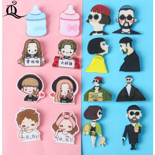 Fashion Leon 1 PCS Painting cartoon mix skeleton for Clothing Acrylic Badges Kawaii Icons on The Backpack Pin Brooch Badge Z58