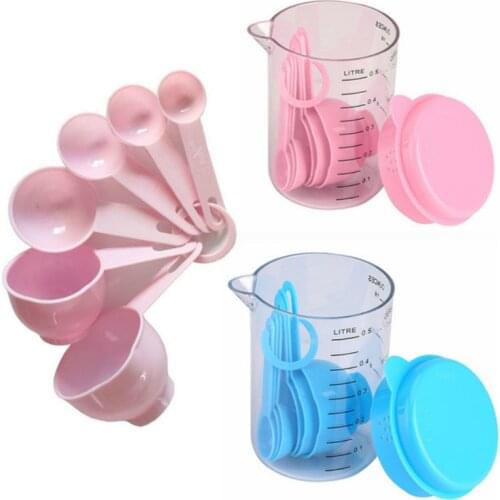 Measuring Cups and Measuring Spoons Set 7pcs Easy To Store Plastic Kitchen Gadgets Baking Measuring Tools Accessories
