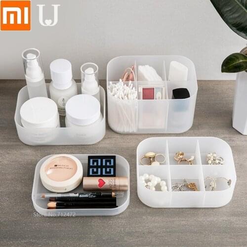 Desktop cosmetic storage box Dresser translucent frosted plastic box with lid Organize the boxes