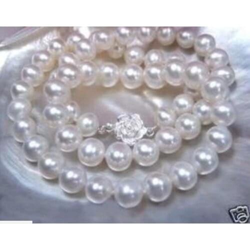 Wholesale 8-9mm White Akoya Cultured Pearl Necklace 17.5" AA AAA