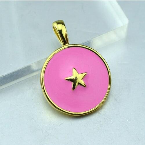 2021 new oil dripping cubic zirconia micro inlaid star moon lightning Necklace DIY accessories semi-finished jewelry wholesale