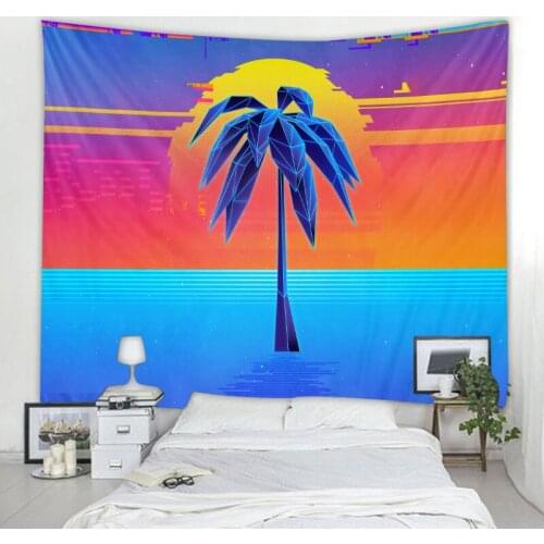 Landscape art illustration printing tapestry large wall hanging boho style living room bedroom tapestry hippie home decoration