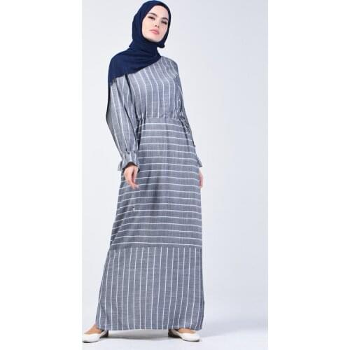Minahill Striped Viscose Dress 4500-04 Navy Blue 4500-04