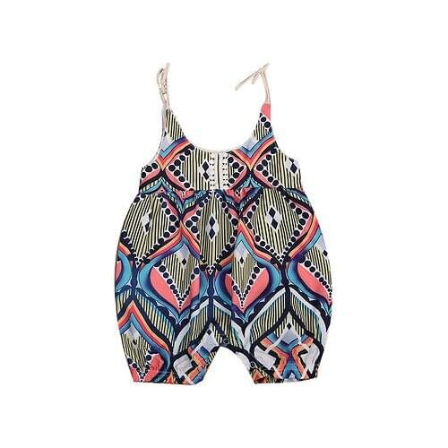 Casual cotton o-neck sleeveless Newborn Infant Baby Girls Floral Bohemia Romper Suspender Outfits Clothes Summer