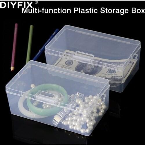 DIYFIX Heightening Transparent Plastic Parts Box Hardware Tools Mobile Phone Repair Storage Box Money Jewelry Fishing Gear Box