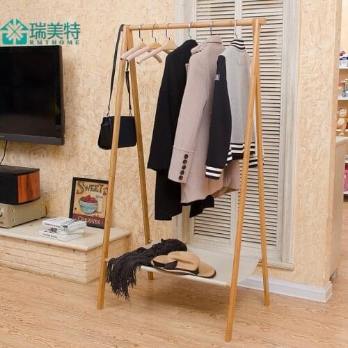 Rui US Teou style bamboo floor bedroom multifunction simple folding coat rack coat rack hangers clothes rack