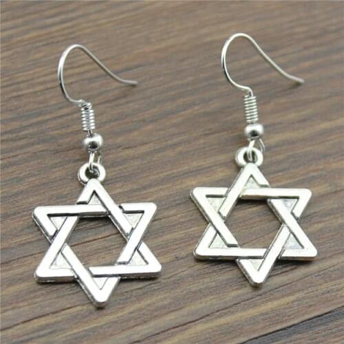 Dangle Earring 20mm David Star Charm Drop Earring For Women Dropshipping 2019 Vintage