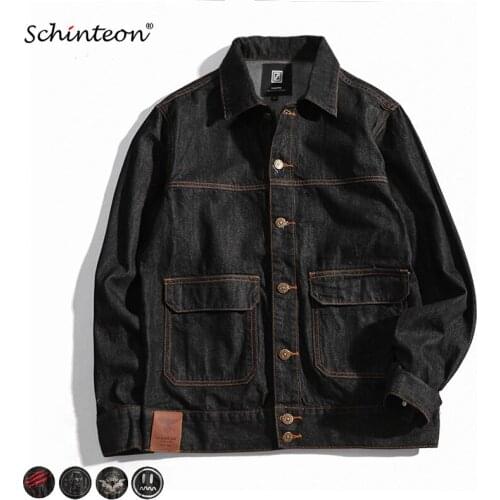 Plus Size Men Denim Jacket Outwear Embroidery Casual Loose Coat Fashion Over Size M-5XL Black