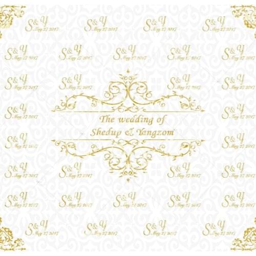 Wedding Decorations Backdrop Photography Background Customized Name Golden Pattern Frame Banner Photo Studio Backdrop Photocall