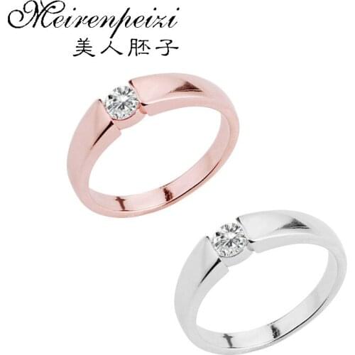 Unique Crystal Rings Silver Rose Gold Color Fashion Engagement Ring Jewelry For Couple Best Gifts Valentines Day Jewelry