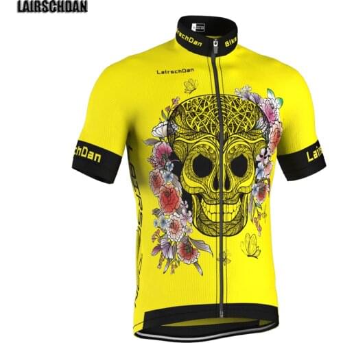 LairschDan new bicycle clothes men cyclist yellow jersey Skull cycling wear malliot ciclismo hombre 2021 summer mtb racing shirt