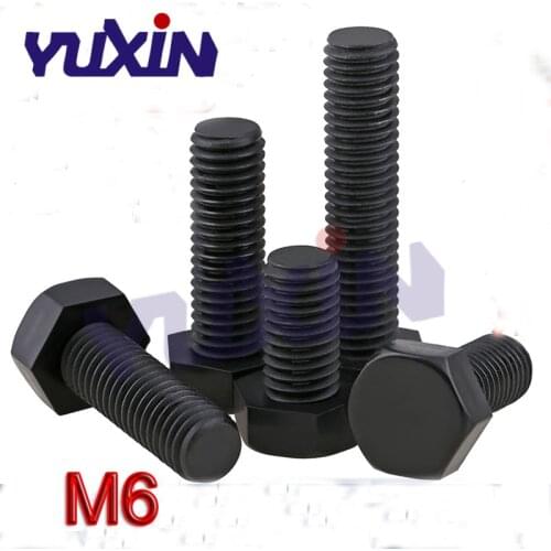 50Pcs/25Pcs M6*8/10/12-60mm DIN933 GB5783 Black Nylon Hexagonal Screw, Plastic Insulated Bolt, Hexagonal Plastic Bolt