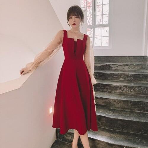 Elegant Square Collar Lace Long Sleeve A-Line Evening Dress Cheongsam Back Zipper Prom Fomail Gown Vestidos De Noche