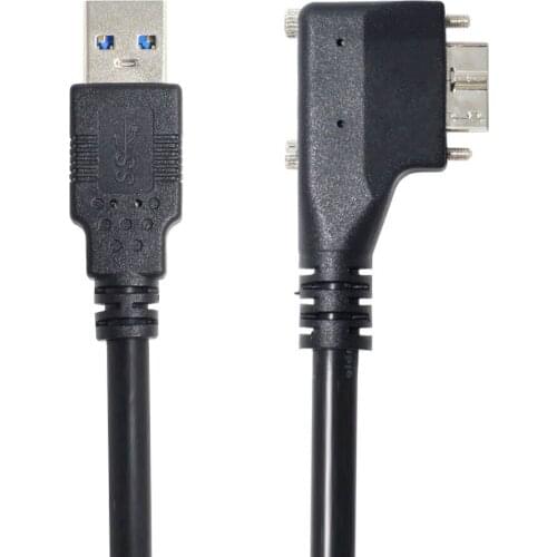 Zihan 90 Degree Right/Left Angled Micro USB Dual Screws Mount to 3.0 Data Cable for Industrial Camera