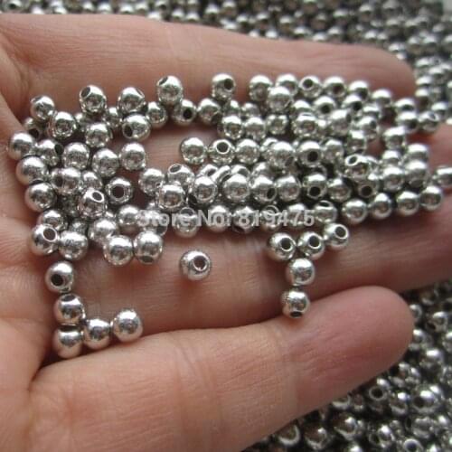 2mm 3mm 4mm 300pcs/lot Spacer Beads Silver Color Acrylic Beads For ChunkyJewellery
