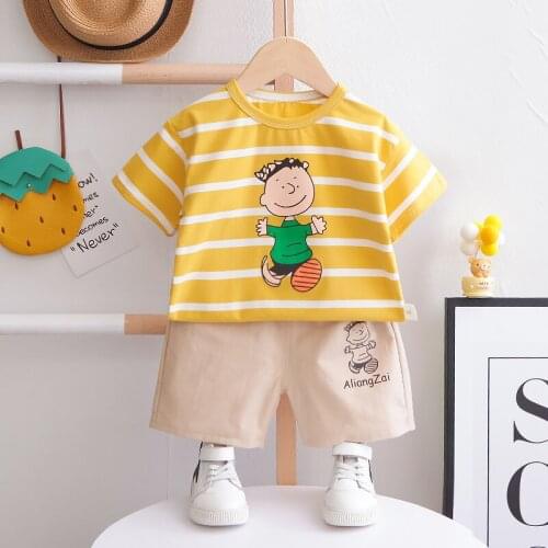 Toddler Children Clothes Fashion Summer Baby Girls Clothing Boys Casual Stripe T-Shirt Shorts 2Pcs/Sets Cotton Kids Tracksuits