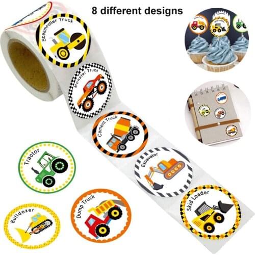 2020 New Truck Stickers for Kids Perforated Stationary Sticker Construction Car Birthday Party For student Children 500PCS/Roll