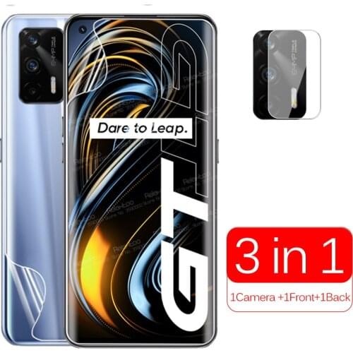 3 in 1 Camera Back Front Hydrogel Film For Oppo Realme GT 5G 6.43" RMX2202 RealmeGT Full Curved Soft Screen Protector Not Glass