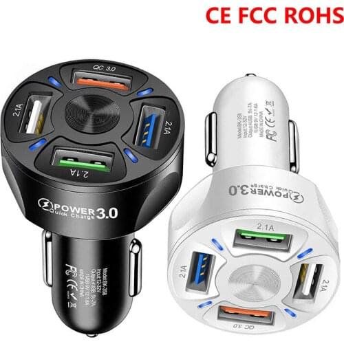 3Ports 4Ports USB Car Fast Charger Auto Cigarette Lighter Quick Charge QC 3.0 For Samsung S10 Car-Charger Fast Charging
