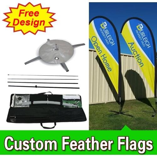 Free Design Free Shipping Double Sided Cross Base Teardrop Flags Banners Signs Advertising Promotional Feather Banners Tall Flag