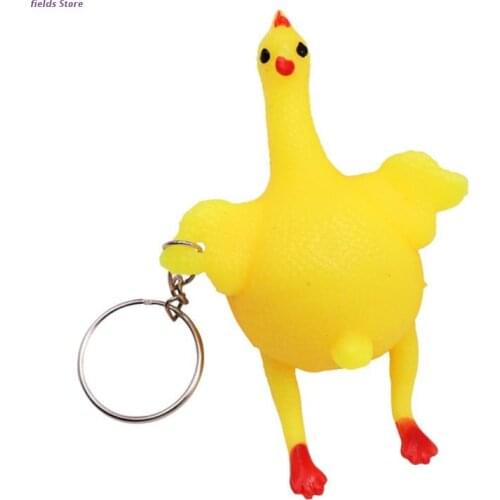 Chicken and Eggs Stress Relief Toy Keychain Stress Relief Fidget Toy Durable Novelty Vent Decompression Toy Keyrings