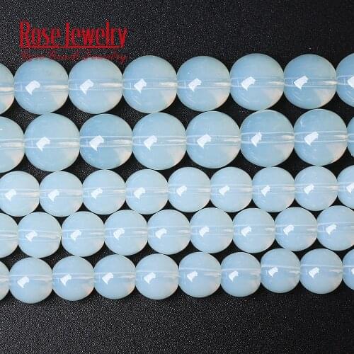 Natural Stone Synthesis White Opal Quartz Round Beads 15" Strand 4 6 8 10 12 14 mm Size For Jewelry Making Bracelet Accessory