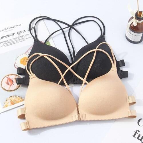 Women Back Beautify Ladies Front Closure Bra Wire Free Sexy Padded Lingerie Bralette Gather Push Up Fashion Seamless Bras