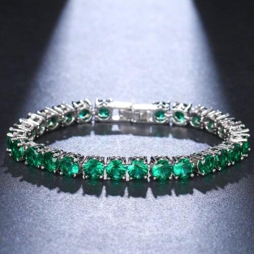 Ekopdee Vintage Green Zircon Bracelet Bangle For Women Hot Selling Gorgeous Cubic Zirconia Bracelets Female Friendship Jewelry