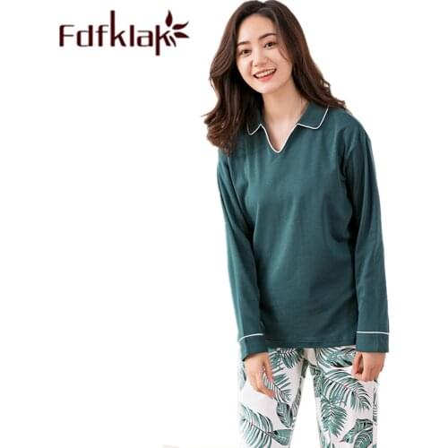 Fdfklak Suit For Pregnant Pyjamas Sleepwear Matternity Clothes Korean Homewear 2020 Spring Autumn Cotton Pregnancy Pijama