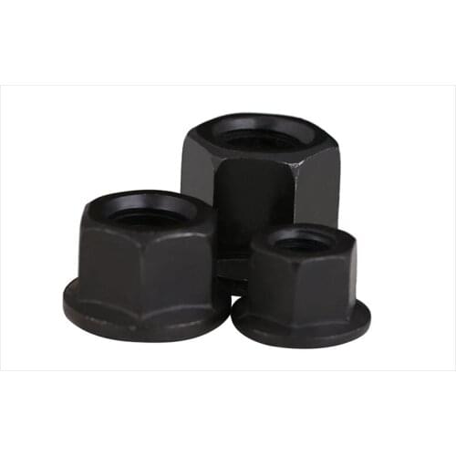 Carbon steel Flange nuts with pad nut platen hexagon nuts black thickened nut M10 M12 M14 M16 M18 M20 M22 M24 M27 M30 nut