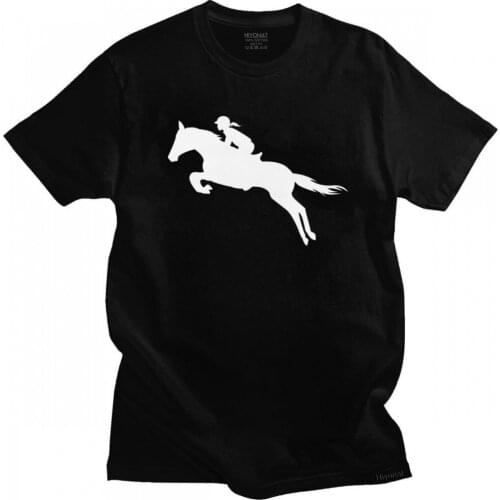 Horse Show Jumping T Shirt Men Pre-shrunk Cotton Handsome T-shirt Short Sleeves Equestrian Rider Tee Tops Fitted Clothing Merch