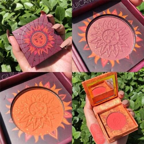 GUICAMI 6 Colors Natural Face Blusher Powder Cheek Blusher Powder Minerals Palettes Blusher Brush Palette Cream Makeup